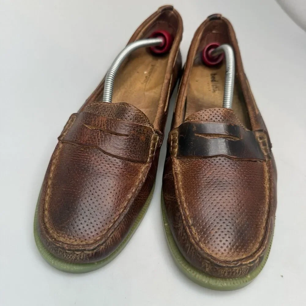 Bed Stu Aunt Mildred Womens Size 41 US 10.5 Tan Leather Penny Loafer Shoe EUC